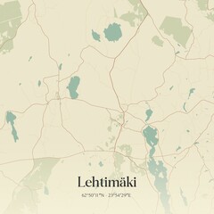 Obraz premium Vintage map of Lehtimäki, Finland.