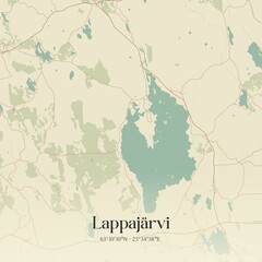 Fototapeta premium Vintage map of Lappajärvi, Finland.