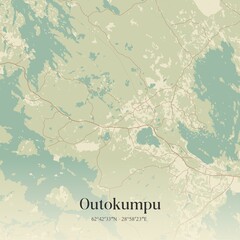 Vintage map of Outokumpu, Finland.