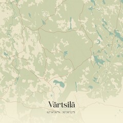 Vintage map of Värtsilä, Finland.