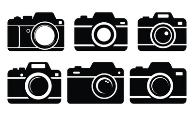 Photo Camera vector silhouette. Icons set of photography. Photography concept design. Minimalist vector illustration. Isolated on a white background