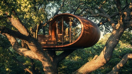 Modern Treetop House Nestled Among Lush Green Trees