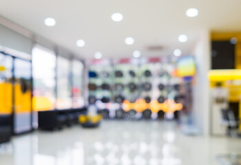 Blurred scene wheels shop decorate