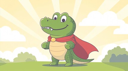 Cute Alligator Cartoon Character Vector Illustration
