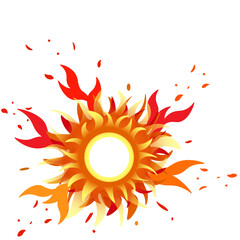 a circle - the sun with tongues of flame and sparks
