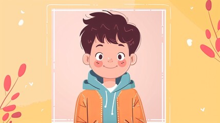Cute Boy with Jacket Kawaii Flat Vector Illustration