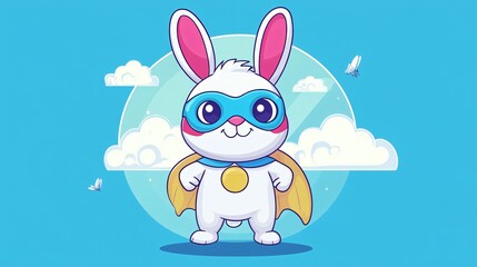 Adorable Superhero Bunny Cartoon Character Illustration
