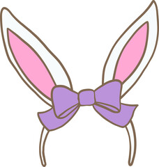 A digital illustration of a bunny ear headband with pink inner ears and a purple bow. Perfect for Easter, costumes, and cute designs
