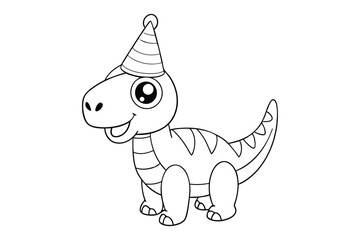 birthday dinosaur coloring page for kids