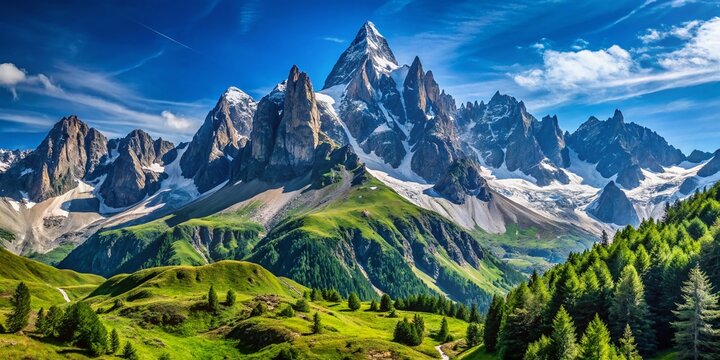 Majestic Aiguille de Peclet Peak in the French Alps, Savoie - Panoramic View