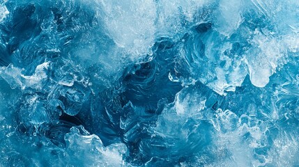 Fototapeta premium Frosty blue ice texture with intricate crystalline patterns, evoking the chill of winter, perfect for seasonal designs Close-up photo with clean background 
