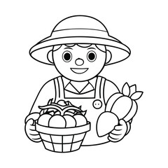 a boy farmer coloring page for kids