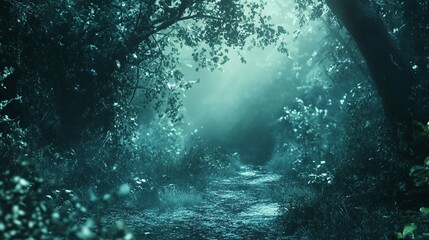 Fototapeta premium Atmospheric Forest Trail Background. Nature Photography.