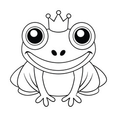 funny frog cartoon coloring page for kids