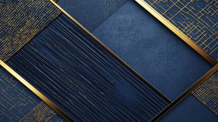 Elegant Abstract Background with Blue Textures and Golden Accents