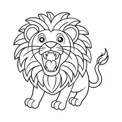 lion vector illustration coloring page for kids
