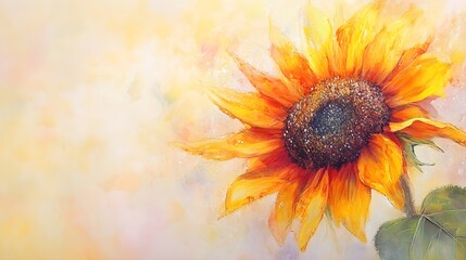 Obraz premium Vibrant Sunflower Blooming in Soft Artistic Background