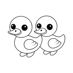 two funny baby duckling coloring page for kids