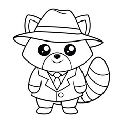 funny cartoon raccoon coloring page for kids