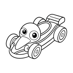 funny cartoon car coloring page for kids