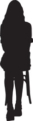 vector; silhouette front view  woman sitting on chair,