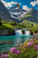 Naklejka premium a stunning waterfall cascading down