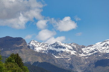 Snow-capped Bergamo alps. View from Gromo town.