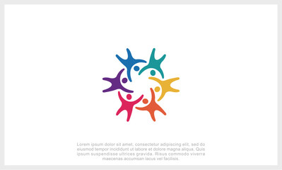 Obraz premium Abstract people colorful logo icon design minimal style illustration. community logo icon vector isolated. 