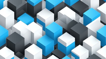Obraz premium Abstract cityscape of 3D cubes in blue, white, and gray