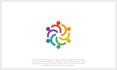 Community logo icon vector isolated.  Abstract people colorful logo icon design minimal style illustration. 
