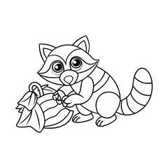 a cute raccoon coloring page for kids