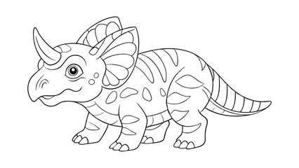 vector illustration of a cute Triceratops coloring page for kids
