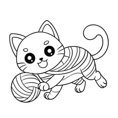 vector illustration of a cat coloring page for kids