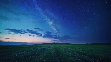 Night Sky Milky Way over Field
