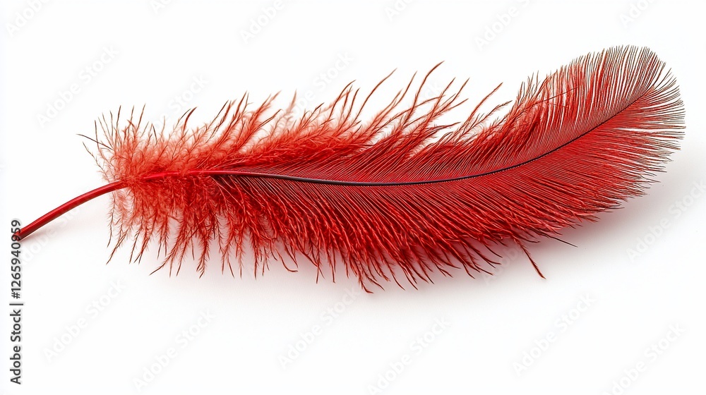 Aufkleber red feather isolated white background design element