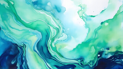 Teal Blue Green Pour Fluid Art Alcohol Resin Paint Abstract Marble