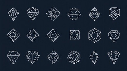 Diamond Icon Set for Digital, Print, or Web Design