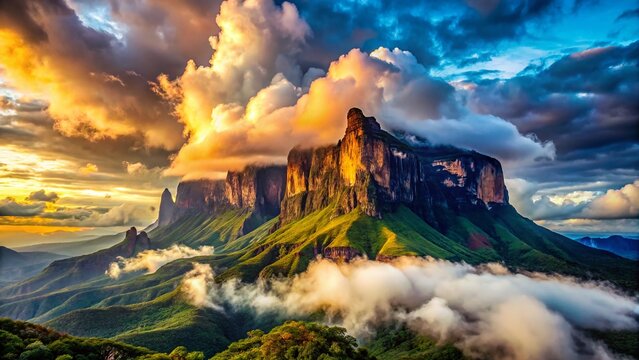 Majestic Roraima Mountain Piercing Cloudscape - Dramatic Landscape Photography