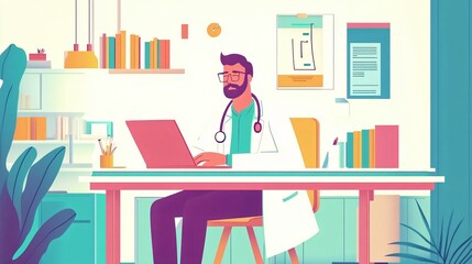 Online Medical Consultation Vector Illustration