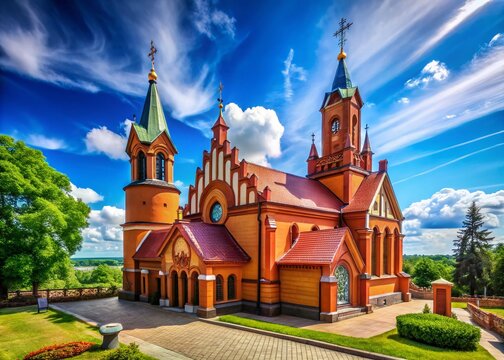 Majestic St. Matthew's Church, Rokiskis, Lithuania - Historical Landmark Stock Photo