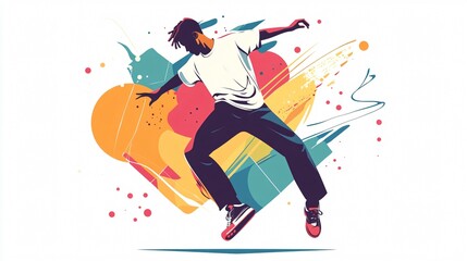 Young Male Hip Hop Urban Street Dancer in White Shirt Motion