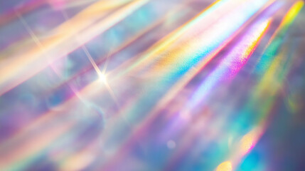Magical prism light refraction with sparkling pastel hues ideal for luxury branding, creative design, and elegant backgrounds. Copy space	