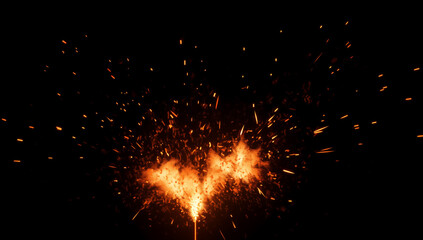 Golden Spark Explosion Background for Digital Art, Branding, Fireworks Effects, and Festive Designs - Used in Websites, Marketing, Advertising, Celebrations, Visual Effects