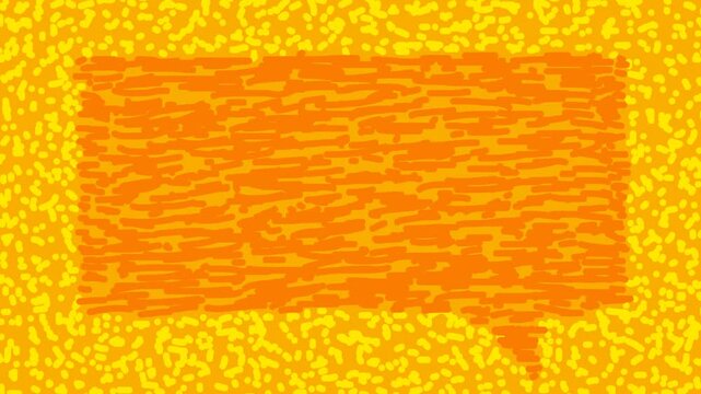 Orange yellow wiggly hand drawn scribble rectangle speech bubble dots pattern background on loop