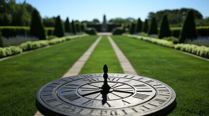 Sundial garden path estate serenity summer