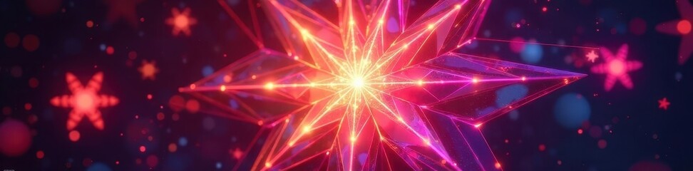 Fototapeta premium Intricate, glowing geometric shapes forming a festive starburst , burst, celebration, festive
