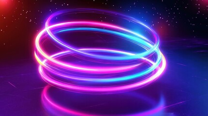 Obraz premium Abstract Neon Light Rings Glow Brightly