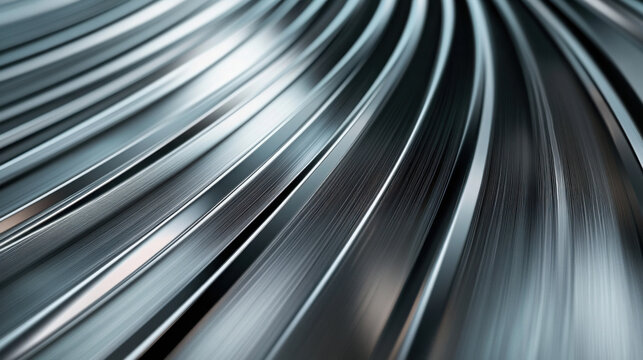 Dynamic parallel light streaks on brushed metallic surface for modern design concepts