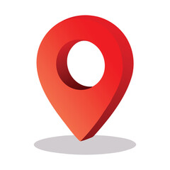 Bright Red Geolocation Symbol—Minimalist 3D Map Pointer
