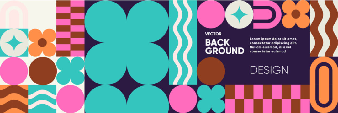 A dynamic vector background with bold geometric shapes and abstract patterns. Minimalist design with a modern and retro aesthetic, ideal for posters, flyers, banners, and festival promotions. 